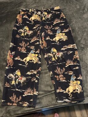 SHEIN Black Western Cowboy Print Pants